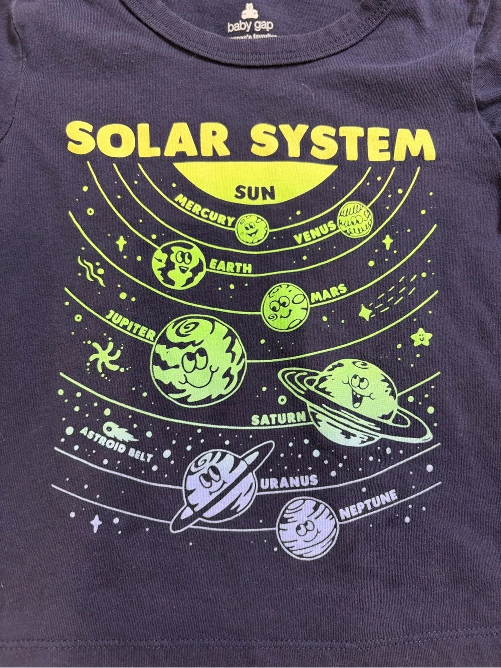 Baby Gap Navy Blue Solar System T Shirt Sz 3 Graphic Tee Space Planets Science